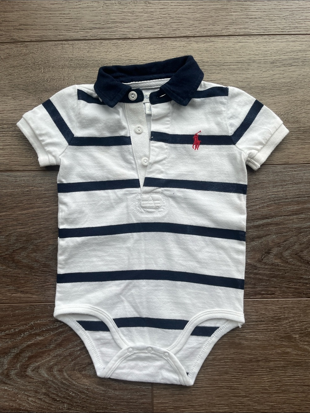 Ralph Lauren Navy & White Striped Polo Baby